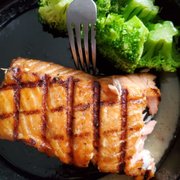 Photo of Wood-n-Tap Bar & Grill- Hartford - Hartford, CT, United States. Atlantic salmon with broccoli