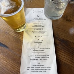 Happy hour offerings including Italian pilsner and daily cocktail Moscow mule. Happy hour offerings including Italian pilsner and daily cocktail Moscow mule.