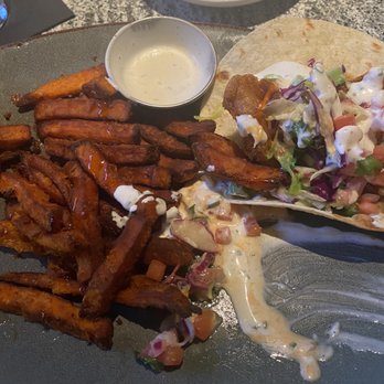 Eureka! - Sweet Potato Fries w/ Honey & Cinnamon fish tacos - American Near Me - Las Vegas, Nevada Eureka! - Sweet Potato Fries w/ Honey & Cinnamon fish tacos - American Near Me - Las Vegas, Nevada
