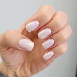 Chrome nails are in! Perfect color for the summer! Or wedding!