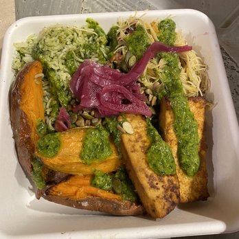 Little Beet - Tofu, sweet potato, rice with chimichurri sauce yum - Vegan Near Me - New York, New York