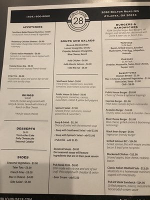 Menu photo 7 Public House 28 Atlanta, GA Menu photo 7 Public House 28 Atlanta, GA