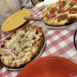 Margarita and Alfredo pizza Margarita and Alfredo pizza