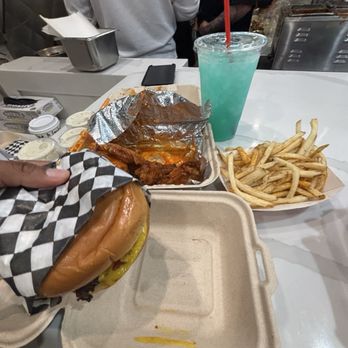 Marathon Burger - Kids Meal. Chicken Hot Wing Basket Combo. Blue Lemonade - Burgers Near Me - Los Angeles, California Marathon Burger - Kids Meal. Chicken Hot Wing Basket Combo. Blue Lemonade - Burgers Near Me - Los Angeles, California