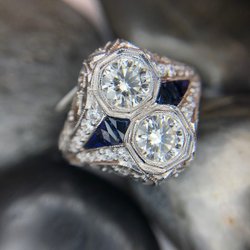 Foster & Son Fine Jewelers - Vintage Style Sapphire and Diamond Ring