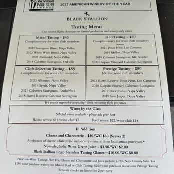 Black Stallion Estate Winery - Tasting Menu June 2024 - Venues & Event Spaces Near Me - Napa, California Black Stallion Estate Winery - Tasting Menu June 2024 - Venues & Event Spaces Near Me - Napa, California