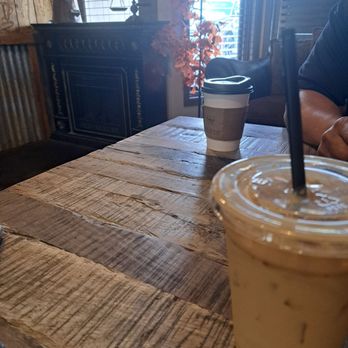 Copper's Java House - Iced 16 ounce latte, 12 ounce brewed coffee. Those plus pastry were about $16  plus tip. - Coffee & Tea Near Me - Copperopolis, California