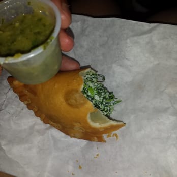 Empanadas Cafe - Spinach &  ricotta empanada with green sauce!  Amazing! - Empanadas Near Me - Corona, New York