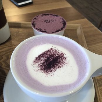 Cafe Mixx - Purple Sweet Potato Latte hot ($4.50) and Small Purple Tiramisu ($3.95) - Cafeteria Near Me - Suwanee, Georgia Cafe Mixx - Purple Sweet Potato Latte hot ($4.50) and Small Purple Tiramisu ($3.95) - Cafeteria Near Me - Suwanee, Georgia