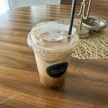 Blk Dot Coffee - Iced Caramel Macchiato, half decaf! - Coffee & Tea Near Me - Long Beach, California