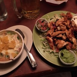 Sopa de tortilla and chicken salad without the queso (my request).