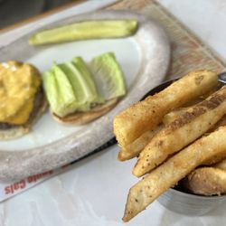 Blue Sky Restaurant - Cheeseburger inside the fries