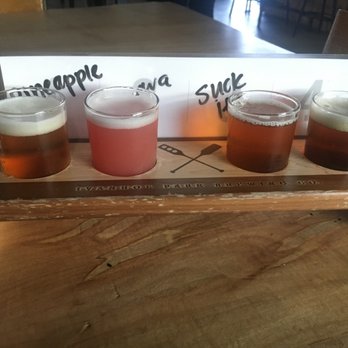 Ivanhoe Park Brewing - Flight With Pineapple Goddess Fruit, Guavaction, Suck It Trebek, And Silo Double IPA - Breweries Near Me - Orlando, Florida