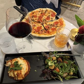 Mandy's Wine Bar - Meat lover pizza - delish!  Lasagna and salad - really good! - Wine Bars Near Me - Maricopa, Arizona
