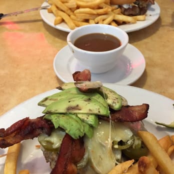 49er Diner - Stuffed nacho burger. Topped with jalapeños, ghost pepper jack cheese, bacon, and avocado. - American Near Me - Sacramento, California 49er Diner - Stuffed nacho burger. Topped with jalapeños, ghost pepper jack cheese, bacon, and avocado. - American Near Me - Sacramento, California