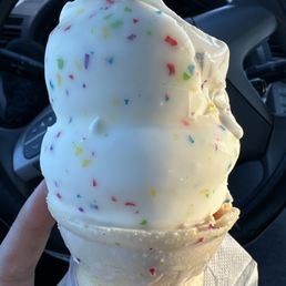 Confetti dipped ice cream cone. Eh I wouldn't get confetti dipped next time
