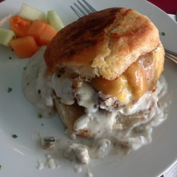 Welcome Diner - The Big Jim. Fried chicken breast, bacon, cheddar & country gravy (sausage or mushroom) on one of their famous biscuits. - Diners Near Me - Phoenix, Arizona