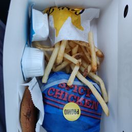 #16 Fiery Chicken, small fry, drink and a cookie for $5