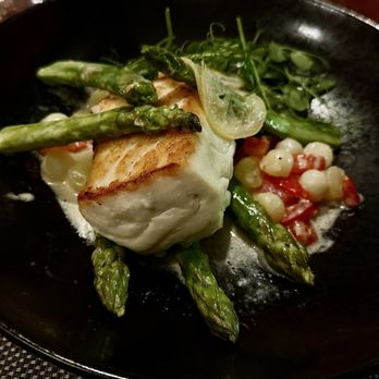The Blvd - Seared Halibut entree - New American Near Me - Beverly Hills, California