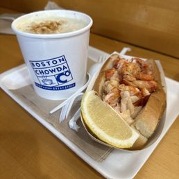 Chowder and hot lobster roll Chowder and hot lobster roll