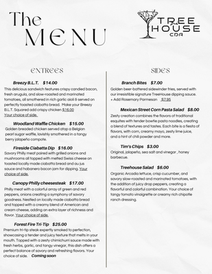 Menu photo 1 Treehouse CDA Coeur d'Alene, ID Menu photo 1 Treehouse CDA Coeur d'Alene, ID