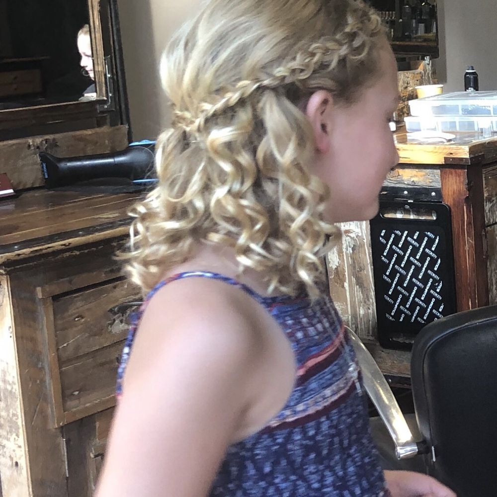 Crown braid with curls by Hannah