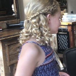 Crown braid with curls by Hannah