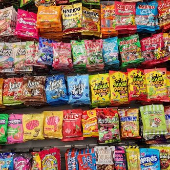 Caffe Stellato - 2025 wall of candy, mostly sour strips b - Gelato Near Me - Redwood City, California Caffe Stellato - 2025 wall of candy, mostly sour strips b - Gelato Near Me - Redwood City, California