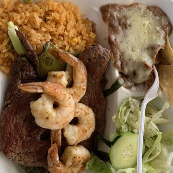 Ruben's Mariscos and Mexican Grill - Rice, shrimps, beans, meat, veggies, with a side of chips and corn tortillas. - Seafood Near Me - Apple Valley, California Ruben's Mariscos and Mexican Grill - Rice, shrimps, beans, meat, veggies, with a side of chips and corn tortillas. - Seafood Near Me - Apple Valley, California