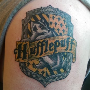 Infinity Tattoo - Hufflepuff emblem by Paul Zenk - Tattoo Near Me - Portland, Oregon