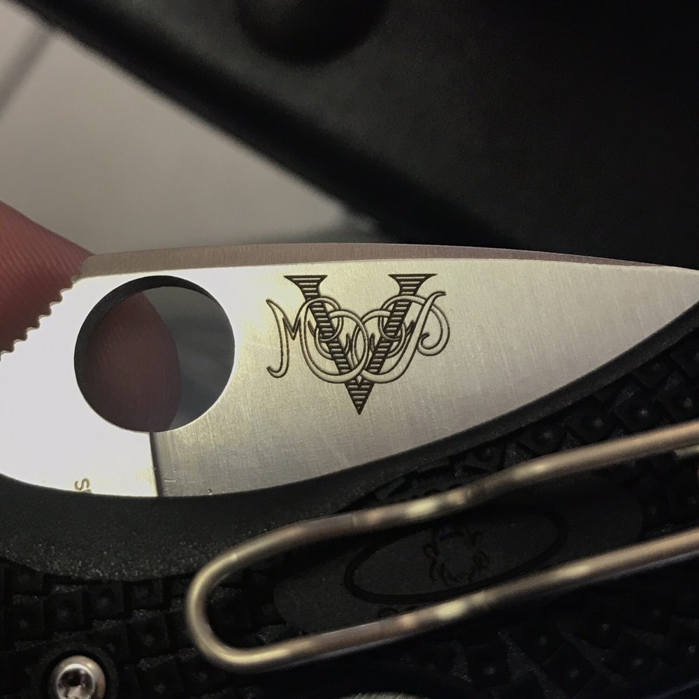Gray Laser Engraving - Monogrammed a pair of knives for for my wife and I. 5 stars! - Engraving Near Me - Round Rock, Texas Gray Laser Engraving - Monogrammed a pair of knives for for my wife and I. 5 stars! - Engraving Near Me - Round Rock, Texas