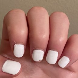 Less than 2 days after $38 gel manicure. 1 of 5 nails looked good.
