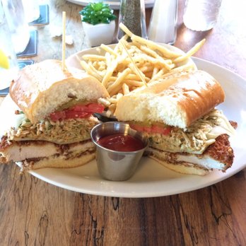 Down On Grayson - Crispy chicken sandwich served with fries. Yummy! - New American Near Me - San Antonio, Texas Down On Grayson - Crispy chicken sandwich served with fries. Yummy! - New American Near Me - San Antonio, Texas
