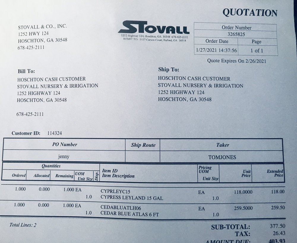STOVALL 1254 Hwy 124, Hoschton, Nurseries & Gardening