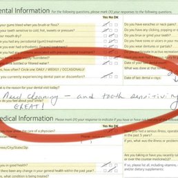 I went in for a cleaning ... and stated tooth sensitivity on the forms that had me fill out. I went in for a cleaning ... and stated tooth sensitivity on the forms that had me fill out.
