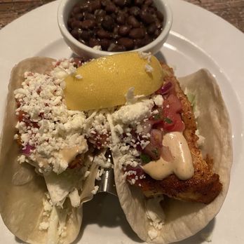 Riverwalk At Tin City - Grouper tacos comes with rice & beans delicious - Seafood Near Me - Naples, Florida Riverwalk At Tin City - Grouper tacos comes with rice & beans delicious - Seafood Near Me - Naples, Florida
