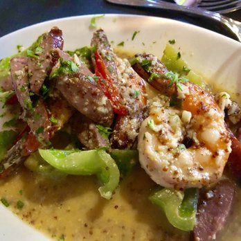 Henry's End - Shrimp Sautéed with Spicy Andouille Sausage, Bell Pepper, Creole Mustard Sauce - New American Near Me - Brooklyn, New York Henry's End - Shrimp Sautéed with Spicy Andouille Sausage, Bell Pepper, Creole Mustard Sauce - New American Near Me - Brooklyn, New York