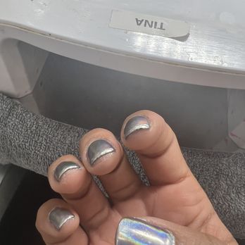 IPolish Nail Bar - Embarrassing. I would never walk around like this. Three hours later. Take this garbage off my hands!!!!! - Nail Salons Near Me - Phoenix, Arizona