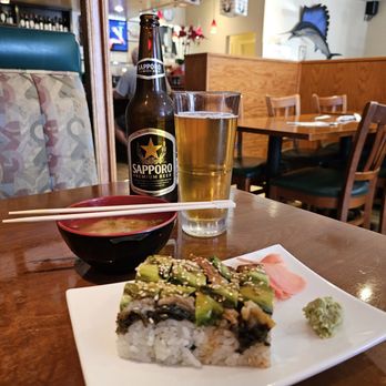 Tachi Sushi Bar - Temgi roll, miso soup and sapporo - Sushi Bars Near Me - Concord, California Tachi Sushi Bar - Temgi roll, miso soup and sapporo - Sushi Bars Near Me - Concord, California