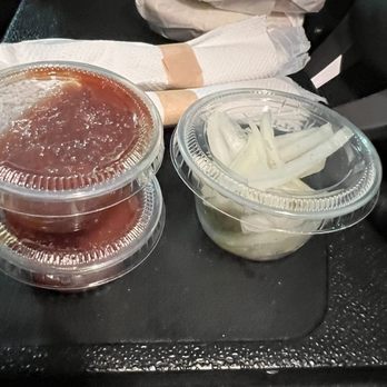 Sunset Texas Barbecue - Accompaniments sauce and pickles - Barbeque Near Me - Honolulu, Hawaii Sunset Texas Barbecue - Accompaniments sauce and pickles - Barbeque Near Me - Honolulu, Hawaii