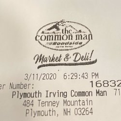 The Common Man Roadside Market & Deli - Plymouth - Receipt