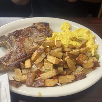 Fresno Country Cafe - One of the specials... pork chop eggs and potatoes - Breakfast & Brunch Near Me - Fresno, California Fresno Country Cafe - One of the specials... pork chop eggs and potatoes - Breakfast & Brunch Near Me - Fresno, California