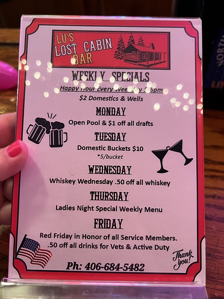 LU’S LOST CABIN BAR Updated March 2024 N Main St, Twin Bridges