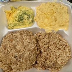 Tellys Place - Rice Dressing, broccoli and cheese, and Mac and Cheese.