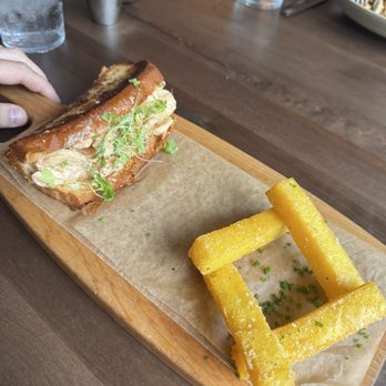 The Obstinate Daughter - Shrimp roll for lunch with polenta fries - Pizza Near Me - Sullivan's Island, South Carolina