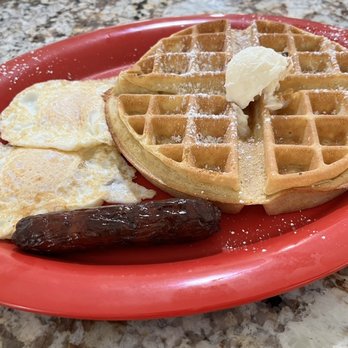 Roosters Cafe & Grill - Waffle combo w/ sausage - Breakfast & Brunch Near Me - Virginia Beach, Virginia Roosters Cafe & Grill - Waffle combo w/ sausage - Breakfast & Brunch Near Me - Virginia Beach, Virginia