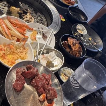 Stone Age Korean BBQ - See the blood on the meat? It's not blood. That's water from its being freezer burnt(you can taste it) and thawed in water - Korean Near Me - Chattanooga, Tennessee Stone Age Korean BBQ - See the blood on the meat? It's not blood. That's water from its being freezer burnt(you can taste it) and thawed in water - Korean Near Me - Chattanooga, Tennessee