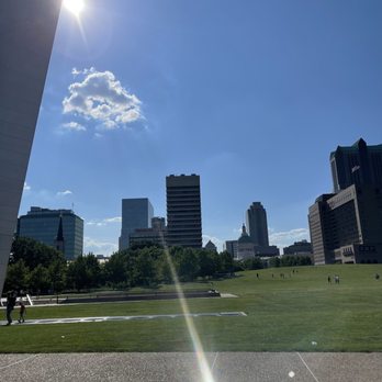 Gateway Arch - Ground level looking West. Capitol building in the background. - Landmarks & Historical Buildings Near Me - St. Louis, Missouri