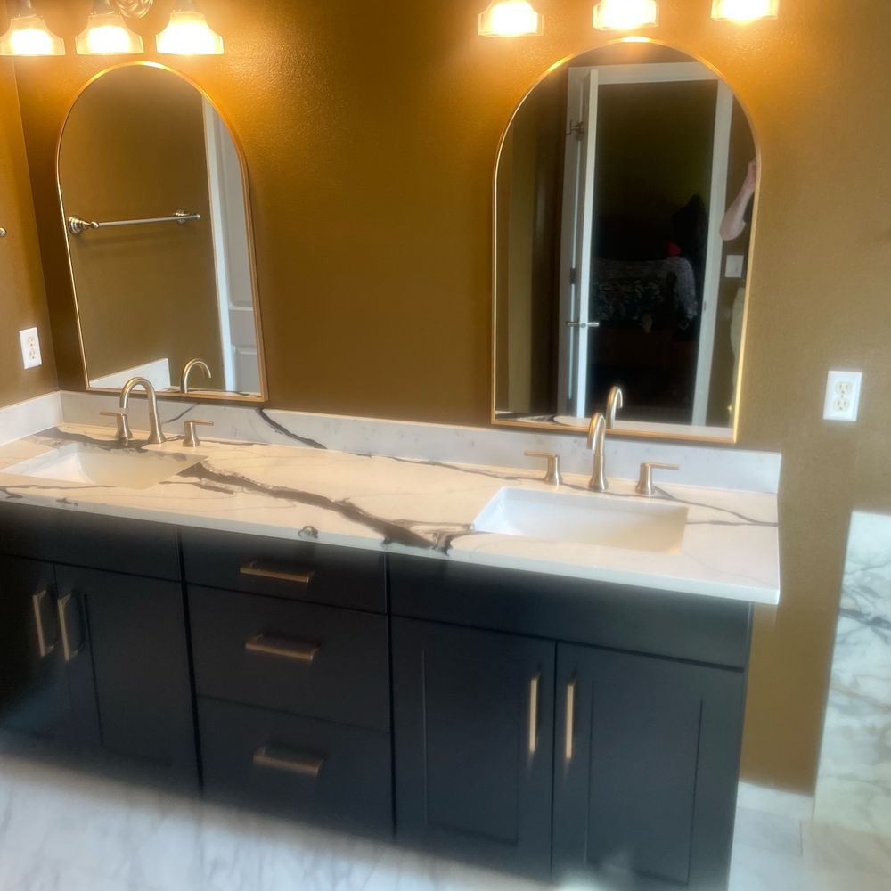 Evergreen Granite & Cabinet Supply - Finished Cabinet and Posheen Virgin Forest Quartz top with all fixtures & hardware - Countertop Installation Near Me - Everett, Washington Evergreen Granite & Cabinet Supply - Finished Cabinet and Posheen Virgin Forest Quartz top with all fixtures & hardware - Countertop Installation Near Me - Everett, Washington