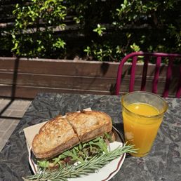panino coppa, fresh orange juice